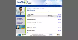 marcariaのDNSレコード設定画面