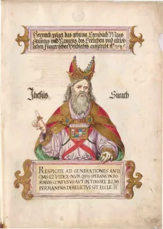 Illustration of Joshua Sirach in Das Geheime Ehrenbuch der Fugger by Jörg Breu the Younger, 1545–1549
