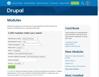 Last release search for Drupal Modules