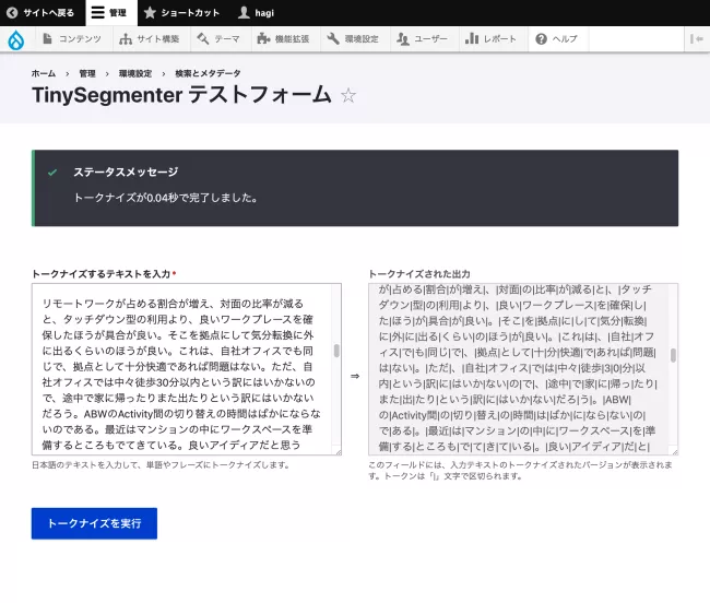TinySegmenter-テストフォーム
